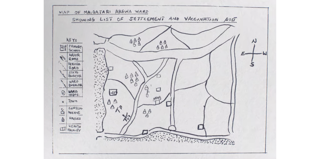 Hand drawn map of African settlement