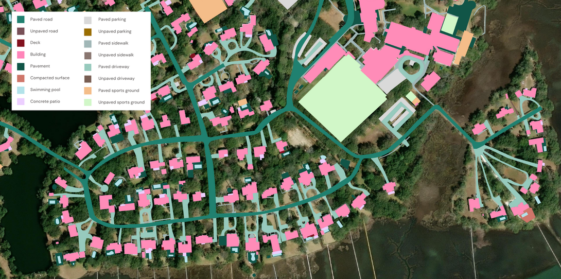 AI-derived impervious surface mapping across an urban area used for stormwater utility fee calculations