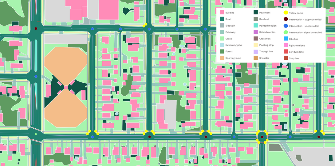 A sample of advanced transportation and land cover features extracted by Ecopia AI in Chicago, Illinois.