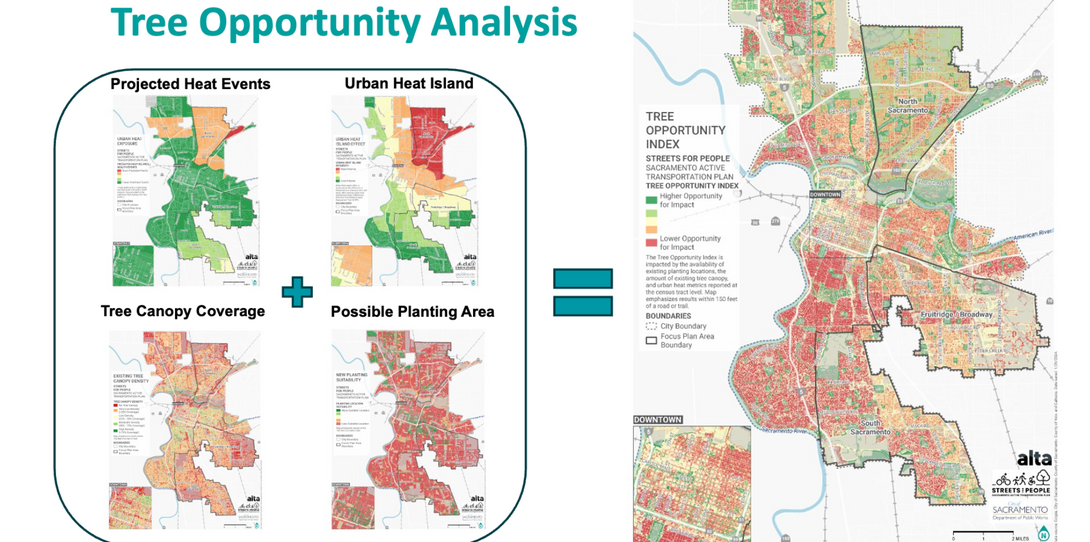 Tree opportunity index created with geospatial data.