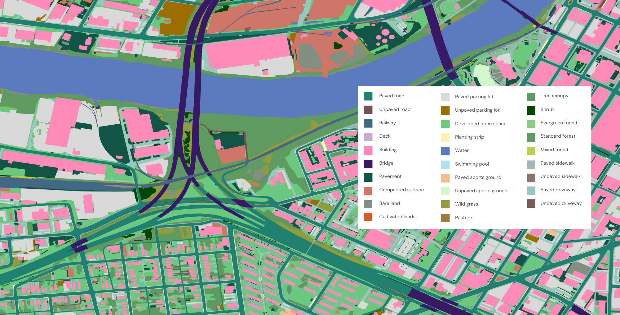 Land cover data and aerial imagery