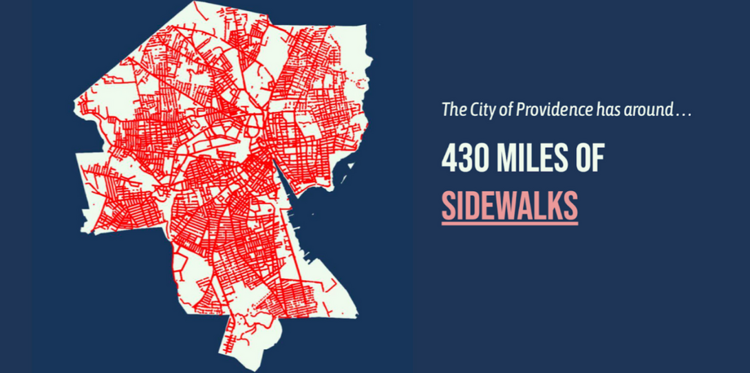 Ecopia’s data allowed the Rhode Island Division of Statewide Planning to map all sidewalks in Providence, providing a more comprehensive view of pedestrian infrastructure.