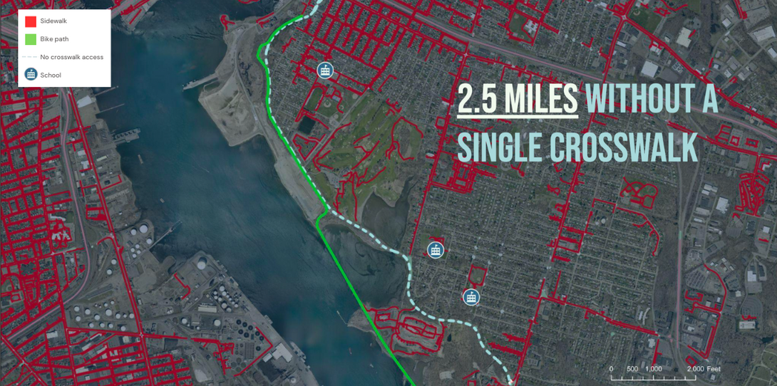 Ecopia’s data helped pinpoint locations for new crosswalks in areas that would best enhance pedestrian safety.