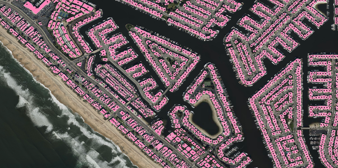  A sample of Ecopia’s Building-Based Geocoding in Long Beach, California. 