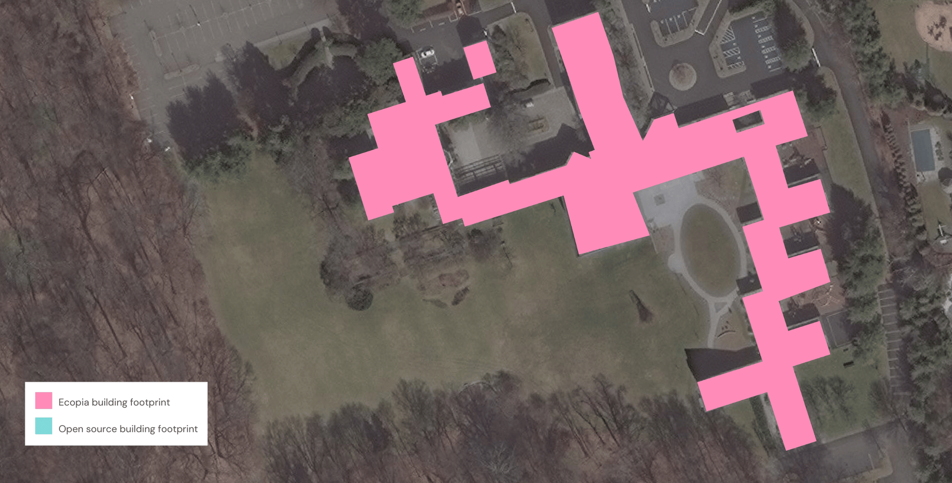 Ecopia’s AI-based mapping systems produce data with >95% geometric accuracy to ensure parity with the real world; this sample compares Ecopia’s building footprint accuracy with another provider in Manhasset, New York.