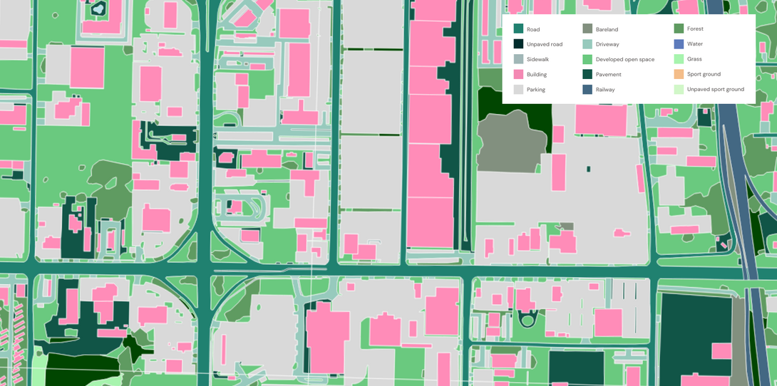 A sample of the advanced land cover features extracted by Ecopia in Houston