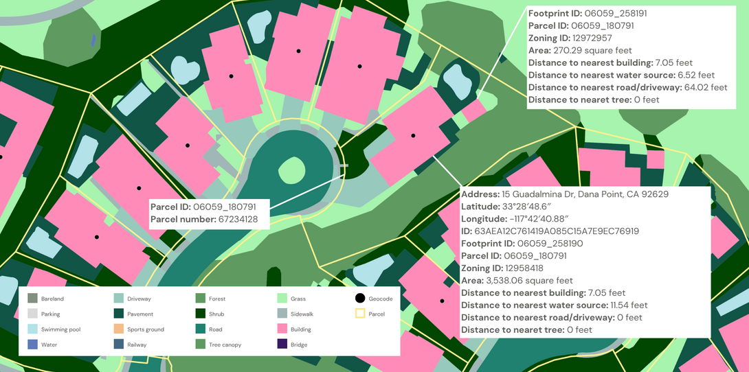 Geocoding data for wildfire hazard analysis.