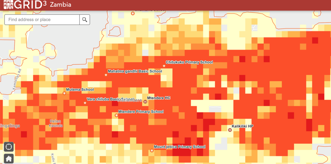 Population estimate map of Zambia