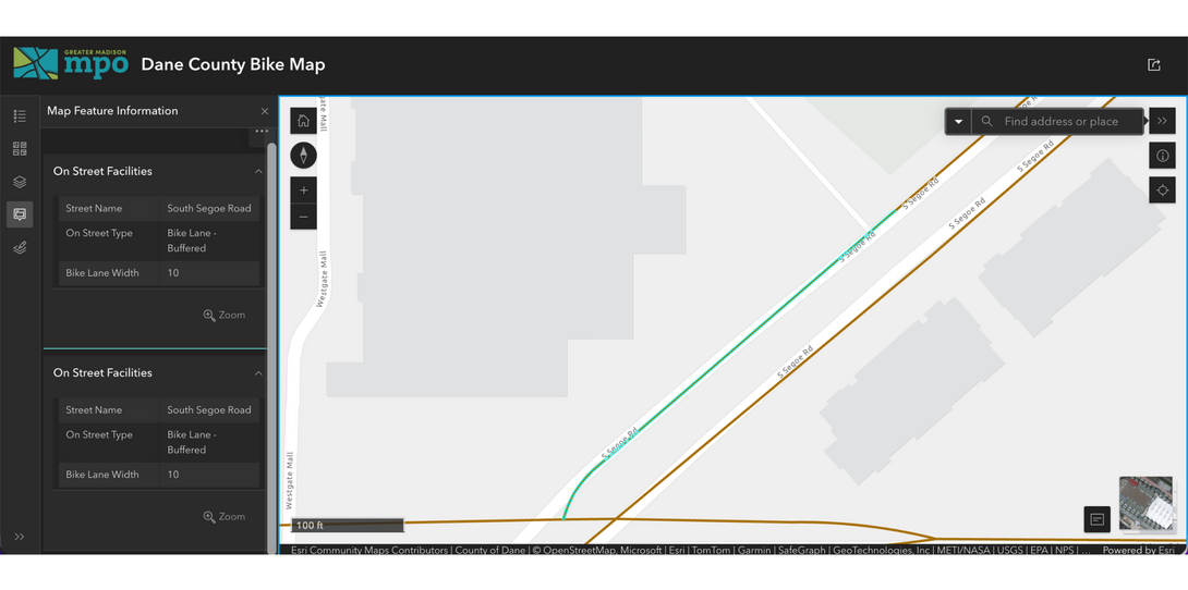 Public bike lane map