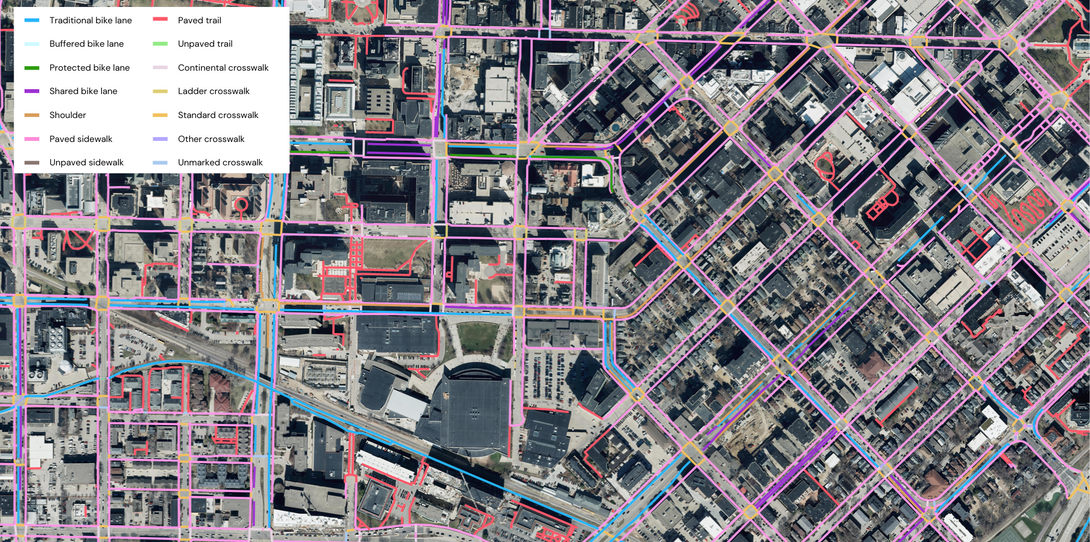 Interactive pedestrian facilities map