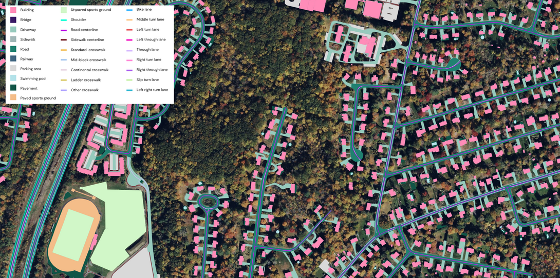 High-precision land cover and transportation map data in Connecticut