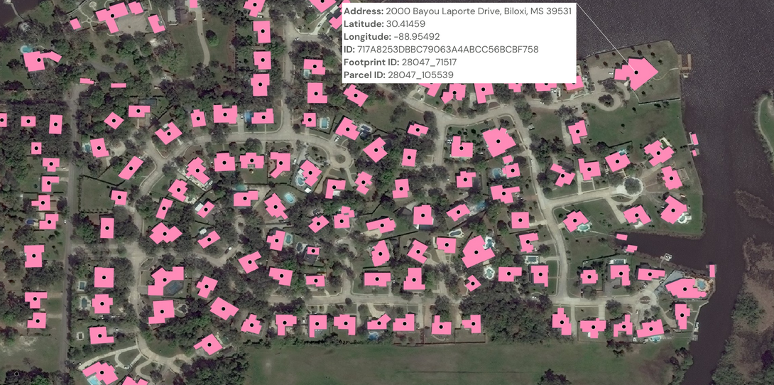 Building footprint and address point data in Mississippi