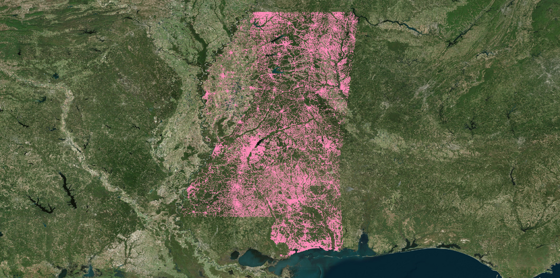 Map of all buildings in Mississippi